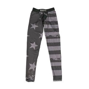 Sleefs Compression Tights Mens Gray &‎ Black Stars & Stripes Size Small